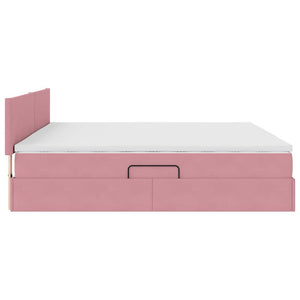 vidaXL LED Storage Bed with Mattress Pink 200 x 200 cm Velvet