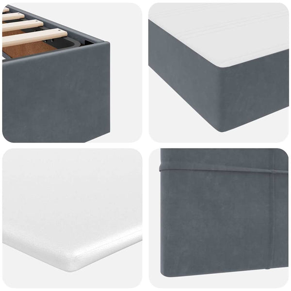 vidaXL Storage Bed with LED Dark Grey 90 x 200 cm Velvet