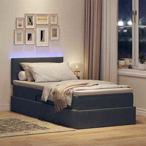 vidaXL Storage Bed with LED Dark Grey 90 x 200 cm Velvet