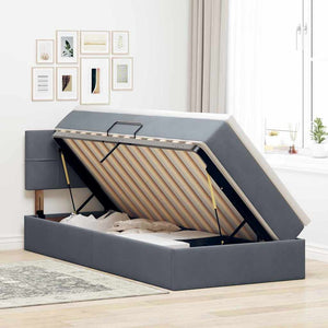 vidaXL Storage Bed with LED Dark Grey 90 x 200 cm Velvet