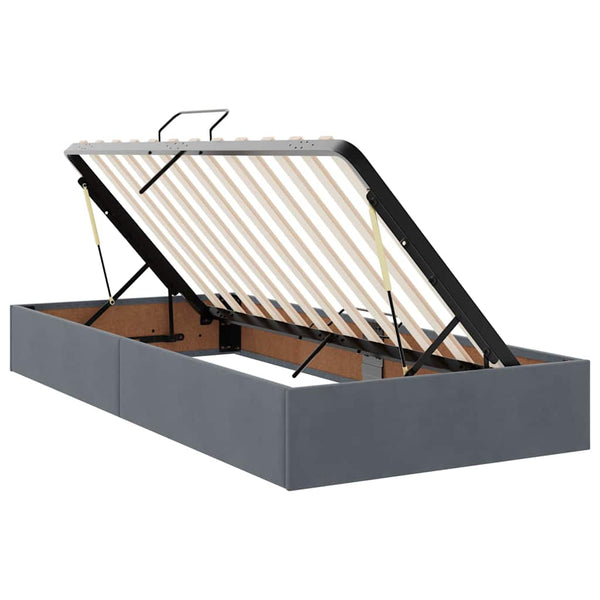 vidaXL Storage Bed with LED Dark Grey 90 x 200 cm Velvet