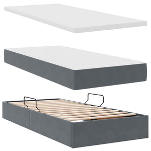 vidaXL Storage Bed with LED Dark Grey 90 x 200 cm Velvet