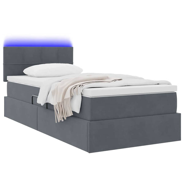 vidaXL Storage Bed with LED Dark Grey 90 x 200 cm Velvet