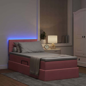 vidaXL Bed with Storage and LED with Mattress Pink 90 x 200 cm Velvet