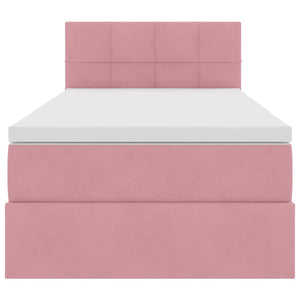 vidaXL Bed with Storage and LED with Mattress Pink 90 x 200 cm Velvet