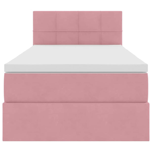 vidaXL Bed with Storage and LED with Mattress Pink 90 x 200 cm Velvet