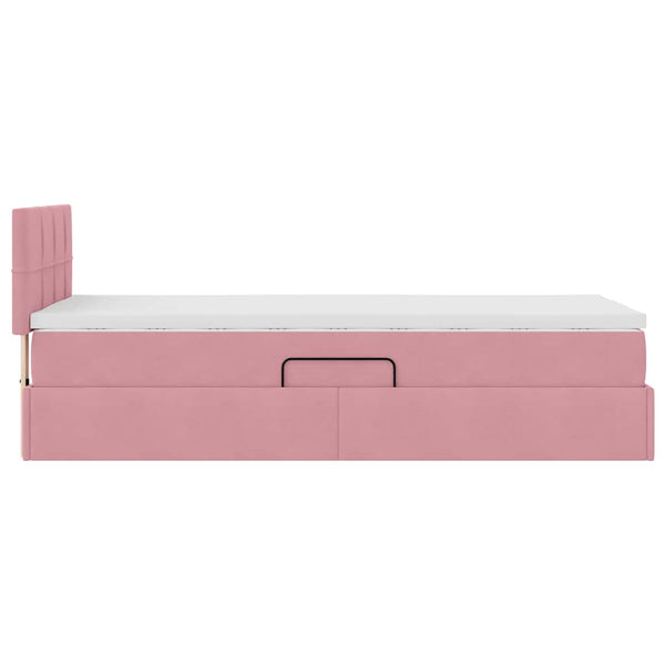 vidaXL Bed with Storage and LED with Mattress Pink 90 x 200 cm Velvet