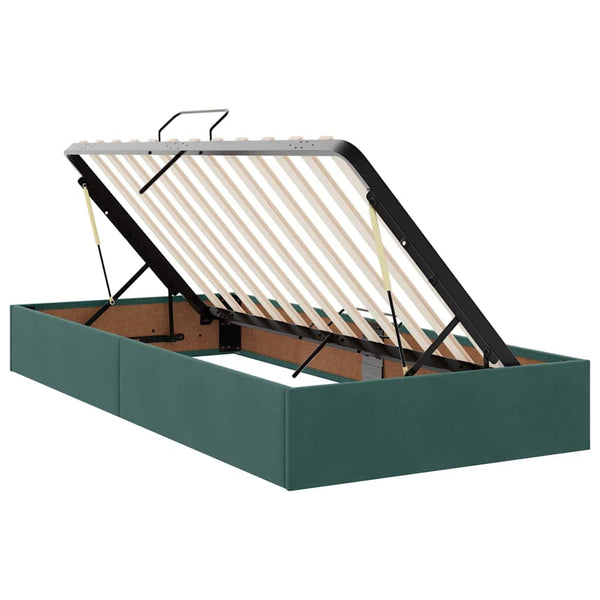 vidaXL Velvet Bed with Storage and LED Dark Green 100 x 200 cm