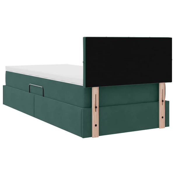 vidaXL Velvet Bed with Storage and LED Dark Green 100 x 200 cm