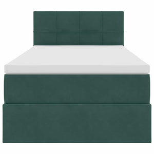 vidaXL Velvet Bed with Storage and LED Dark Green 100 x 200 cm