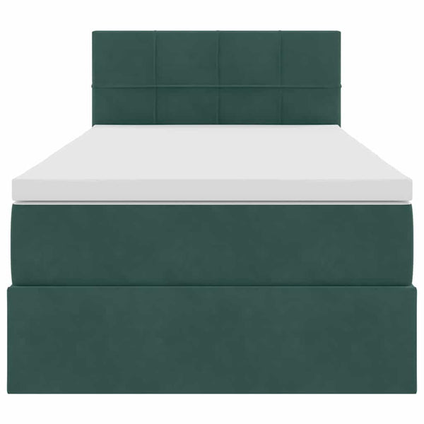 vidaXL Velvet Bed with Storage and LED Dark Green 100 x 200 cm
