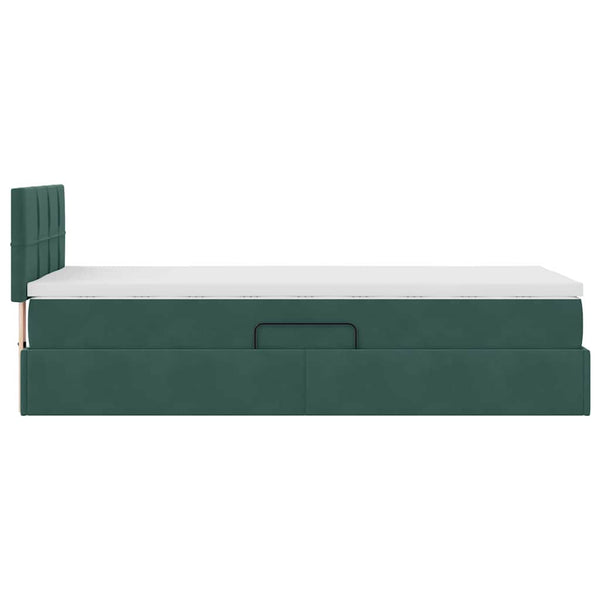 vidaXL Velvet Bed with Storage and LED Dark Green 100 x 200 cm