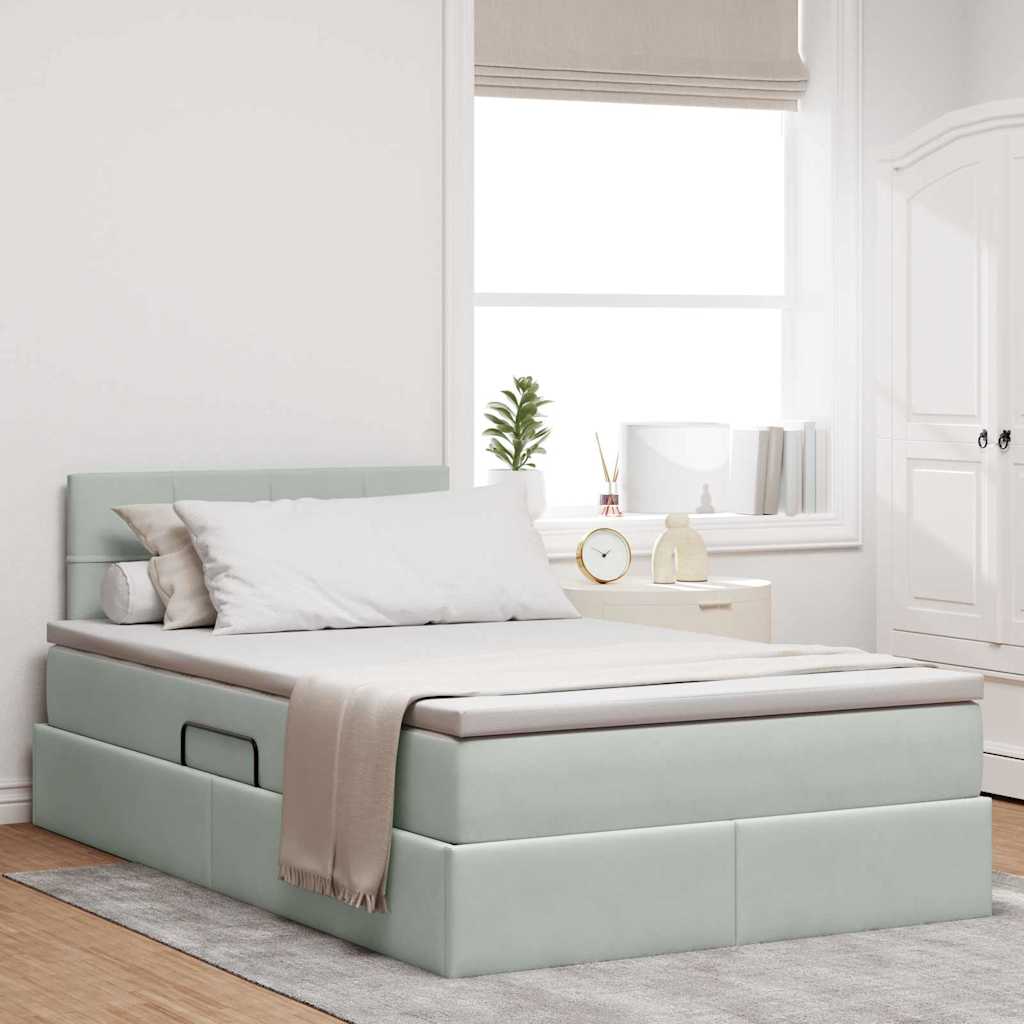 vidaXL Velvet Storage Bed with LED Light Grey 120 x 200 cm