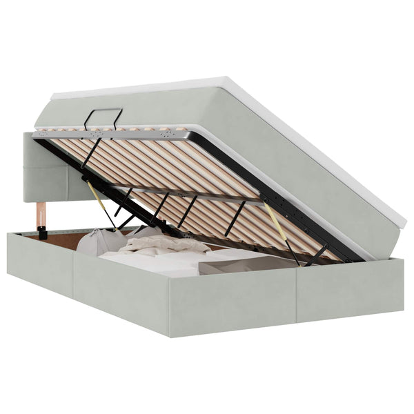 vidaXL Velvet Storage Bed with LED Light Grey 120 x 200 cm