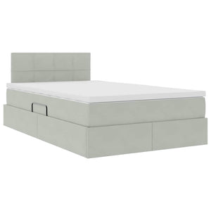 vidaXL Velvet Storage Bed with LED Light Grey 120 x 200 cm