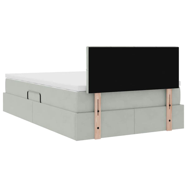 vidaXL Velvet Storage Bed with LED Light Grey 120 x 200 cm