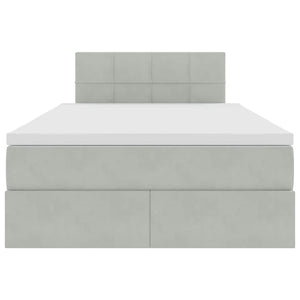 vidaXL Velvet Storage Bed with LED Light Grey 120 x 200 cm