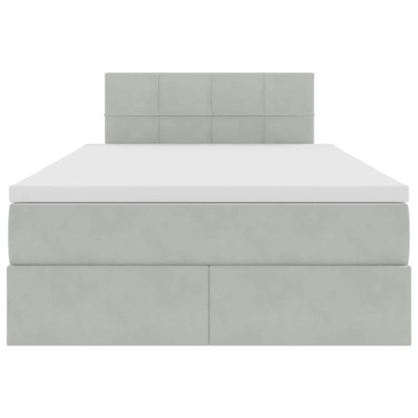 vidaXL Velvet Storage Bed with LED Light Grey 120 x 200 cm