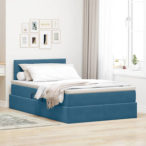 vidaXL Storage Bed with LED Dark Blue 120 x 200 cm Velvet