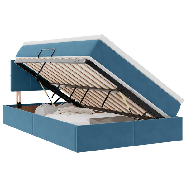 vidaXL Storage Bed with LED Dark Blue 120 x 200 cm Velvet