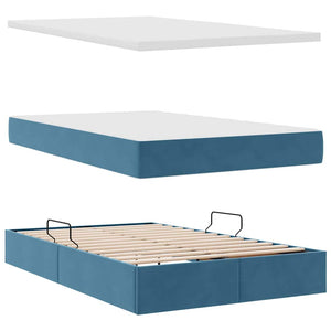 vidaXL Storage Bed with LED Dark Blue 120 x 200 cm Velvet