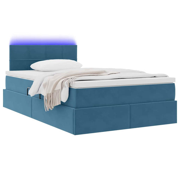 vidaXL Storage Bed with LED Dark Blue 120 x 200 cm Velvet