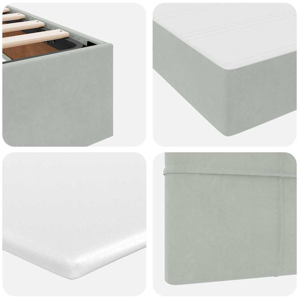 vidaXL Storage Bed with LED Light Gray 140 x 190 cm Velvet