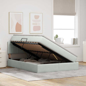 vidaXL Storage Bed with LED Light Gray 140 x 190 cm Velvet
