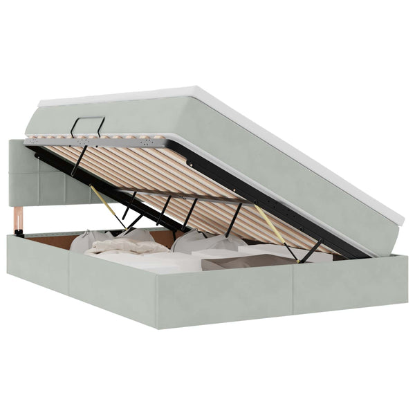 vidaXL Storage Bed with LED Light Gray 140 x 190 cm Velvet