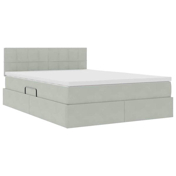 vidaXL Storage Bed with LED Light Gray 140 x 190 cm Velvet