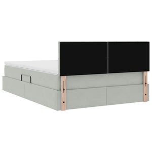 vidaXL Storage Bed with LED Light Gray 140 x 190 cm Velvet