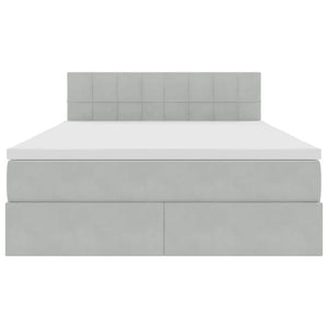 vidaXL Storage Bed with LED Light Gray 140 x 190 cm Velvet