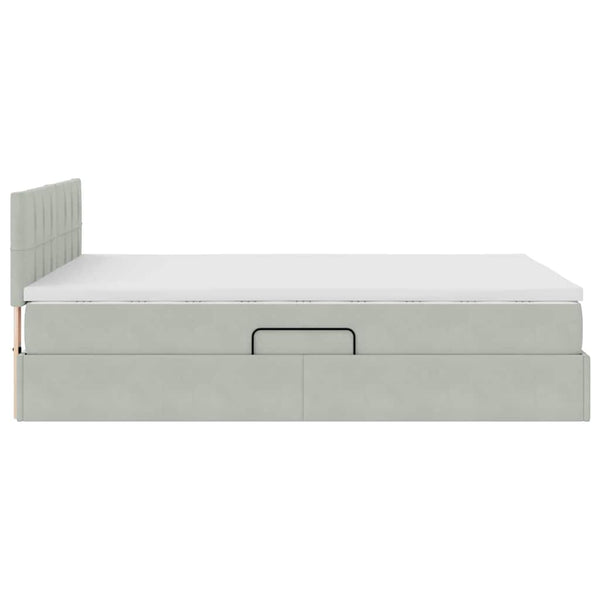 vidaXL Storage Bed with LED Light Gray 140 x 190 cm Velvet