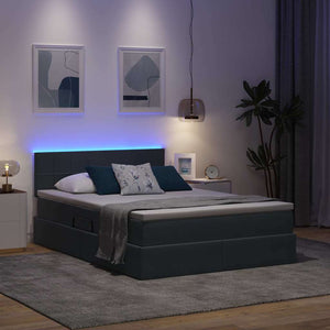 vidaXL Bed with Storage and LED Dark Grey 140 x 190 cm Velvet