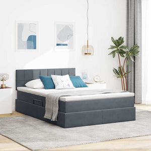 vidaXL Bed with Storage and LED Dark Grey 140 x 190 cm Velvet