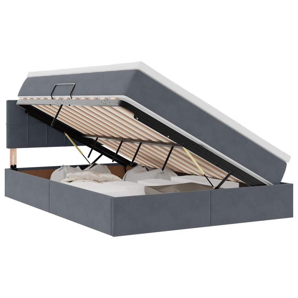 vidaXL Bed with Storage and LED Dark Grey 140 x 190 cm Velvet