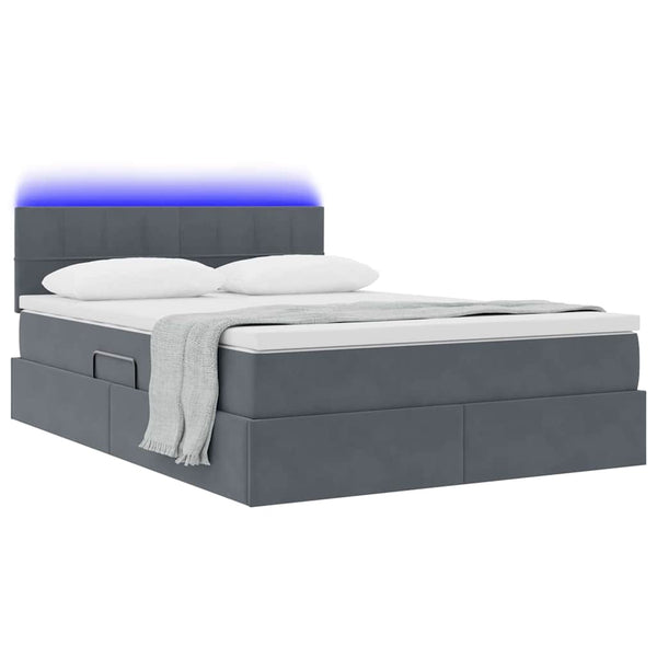 vidaXL Bed with Storage and LED Dark Grey 140 x 190 cm Velvet