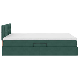 vidaXL Storage Bed with LED Dark Green 140 x 190 cm Velvet
