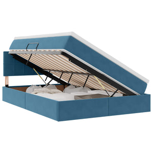 vidaXL Velvet Bed with Storage and LED Dark Blue 140 x 190 cm