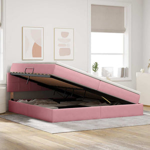 vidaXL Storage Bed with LED and Headboard Pink 200 x 200 cm Velvet