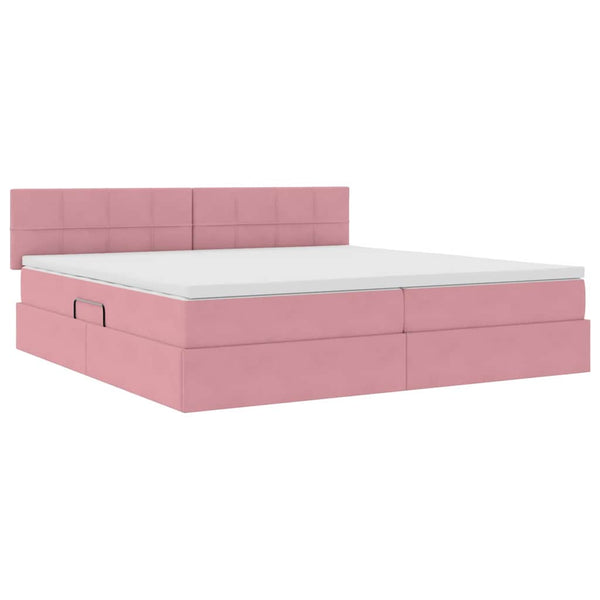 vidaXL Storage Bed with LED and Headboard Pink 200 x 200 cm Velvet