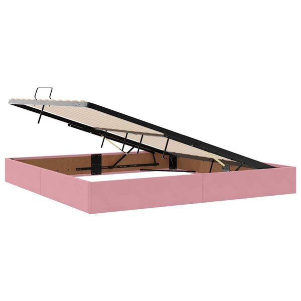 vidaXL Storage Bed with LED and Headboard Pink 200 x 200 cm Velvet