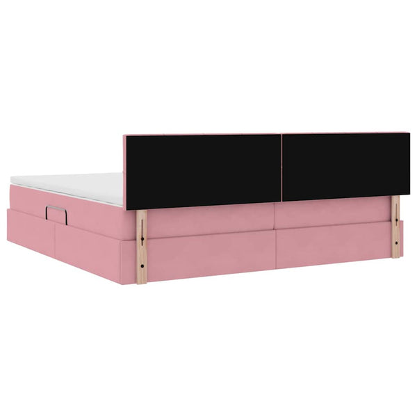 vidaXL Storage Bed with LED and Headboard Pink 200 x 200 cm Velvet