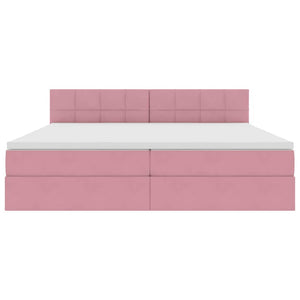 vidaXL Storage Bed with LED and Headboard Pink 200 x 200 cm Velvet