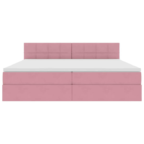 vidaXL Storage Bed with LED and Headboard Pink 200 x 200 cm Velvet