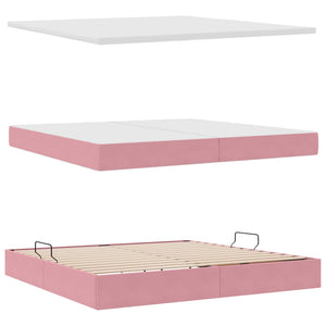 vidaXL Storage Bed with LED and Headboard Pink 200 x 200 cm Velvet
