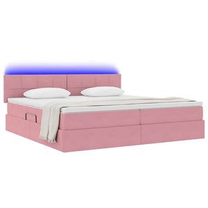 vidaXL Storage Bed with LED and Headboard Pink 200 x 200 cm Velvet