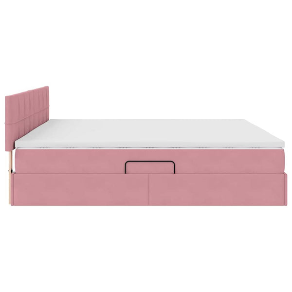 vidaXL Storage Bed with LED and Headboard Pink 200 x 200 cm Velvet