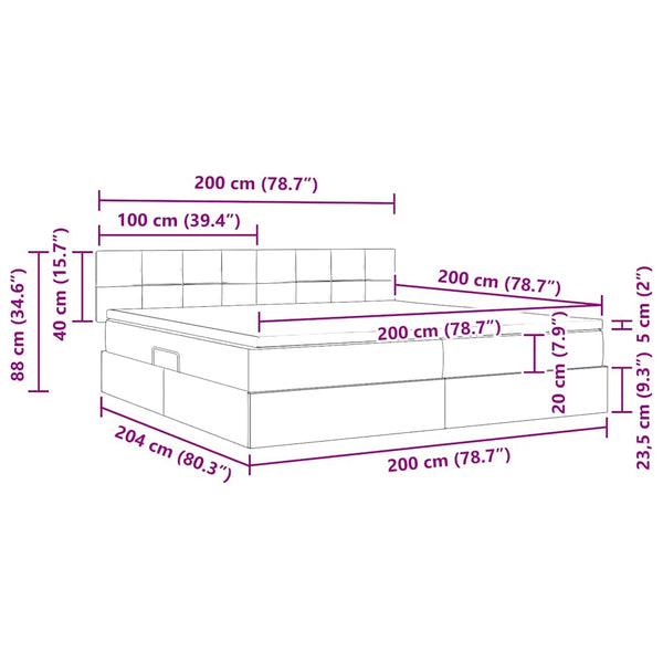 vidaXL Storage Bed with LED and Headboard Pink 200 x 200 cm Velvet