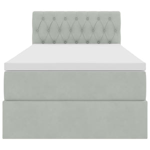 vidaXL Storage Bed with LED Light Grey 90 x 190 cm Velvet